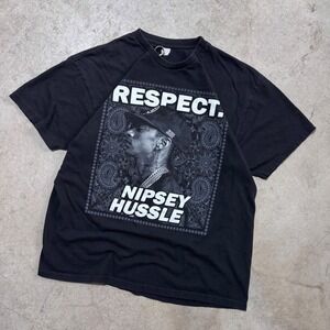 Vintage Y2K Nipsey Hussle Respect Hip Hop Rap Music‎ T Shirt Black XL